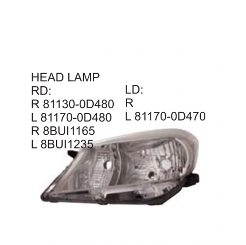 Toyota YARIS VITZ 2011-2013 Head lamp 81130-0D480 81170-0D480 81170-0D470 8BU11165 8BU11235